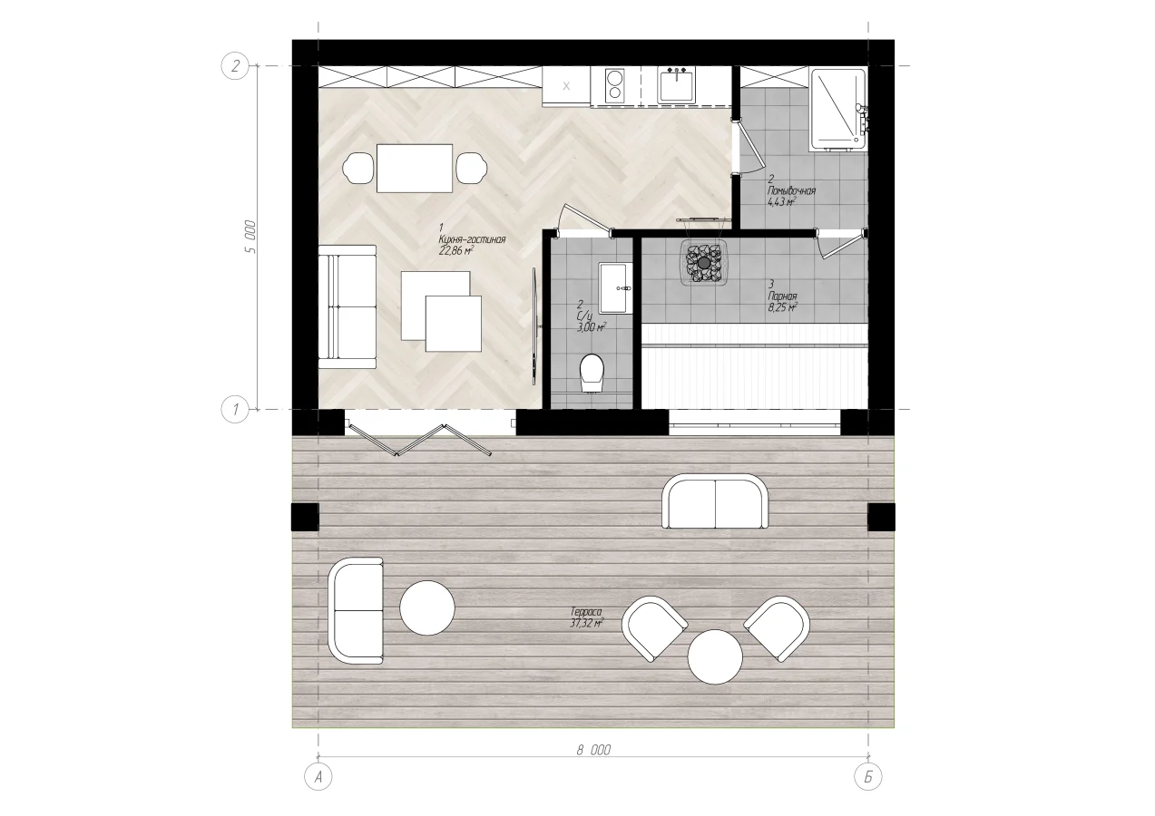 Планировка Honki 7 5×8