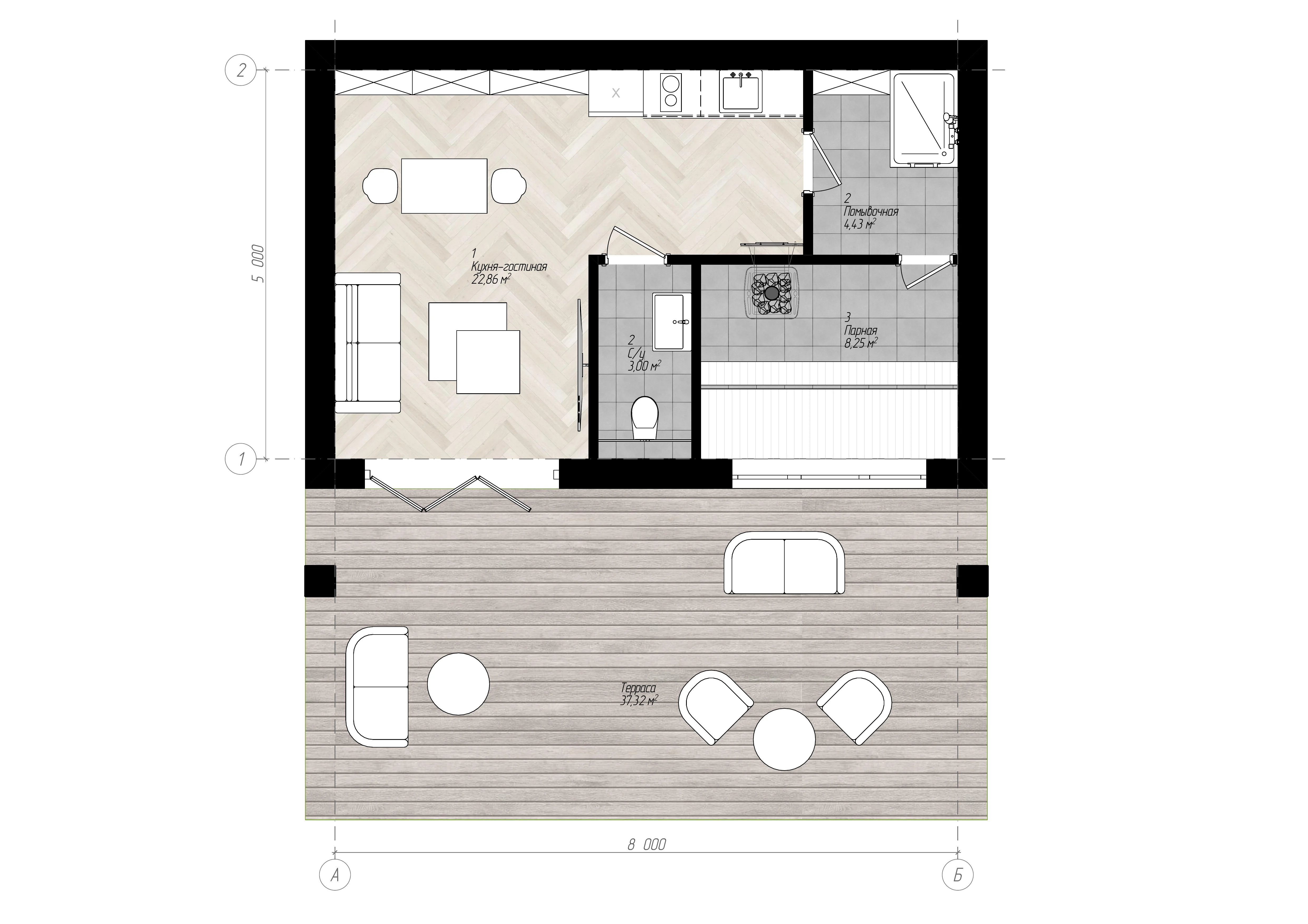 Планировка Honki 8 5×8
